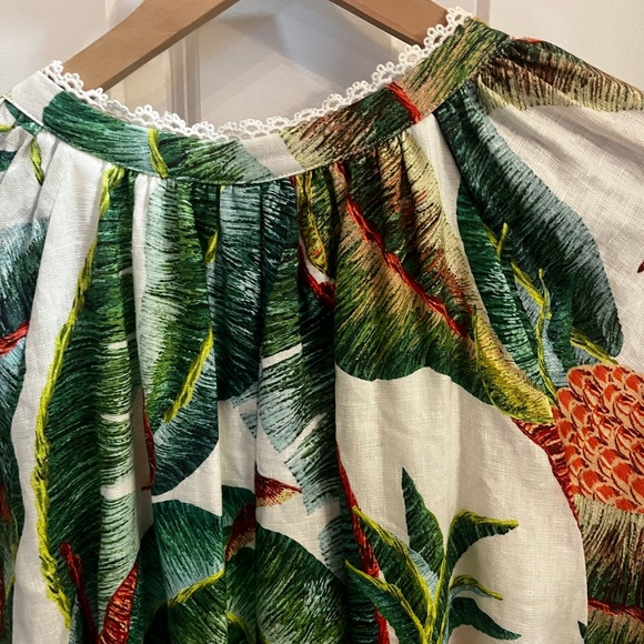 Farm Rio Forest Palm Jumpsuit in White Linen Pineapple Print EUC - Picture 10 of 11